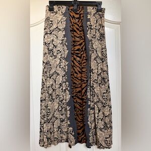 Animal Print Maxi Skirt Button Front Leopard Boho Size 10
